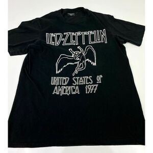 Led Zeppelin United States of America 1977 Short Sleeve Tshirt Adult Large Black